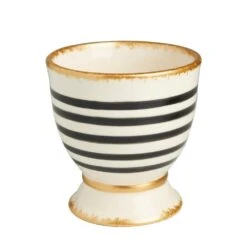 Savoy Black/White Striped Cachepot, Small Set Of 2