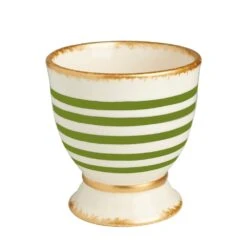 Savoy Green/White Striped Cachepot, Small Set Of 2