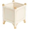 Bamboo Cachepot, White/Gold, Large Set Of 2