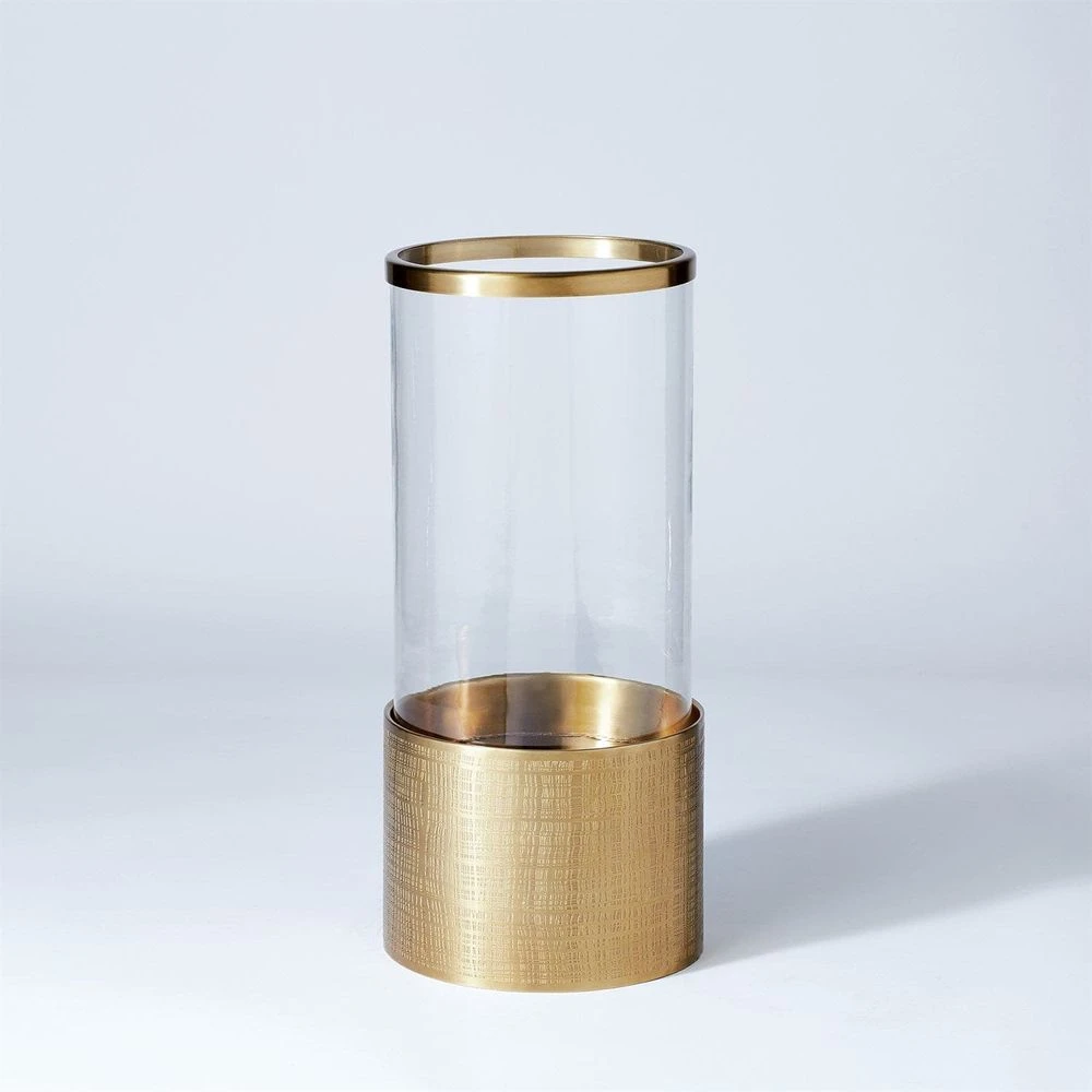 Plaid Etched Glass Hurricane 3 Plaid Etched Glass Hurricane - Image 3