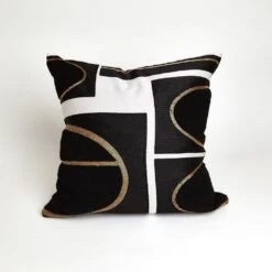 Brass Loop Pillow - Beige/Black