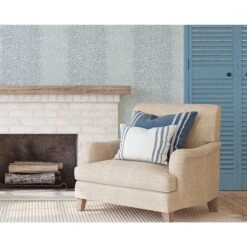Honey & Hank Fifty States Shagreen Wallpaper -France and So Furniture 50StatesShagreenPowderBlue BeachFireplace