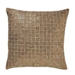 Beaded Basketweave Pillow - Antique Gold