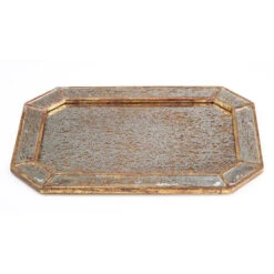 Mirrored Tray With Gold Finish