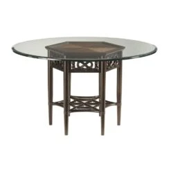 Sugar And Lace Dining Table With 60 Inch Glass Top - Kona Blend
