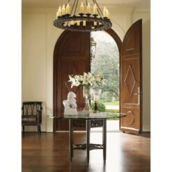 Sugar And Lace Dining Table With 54 Inch Glass Top - Kona Blend