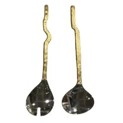 Gold/Silver Salad Server Set Of 2, Wave