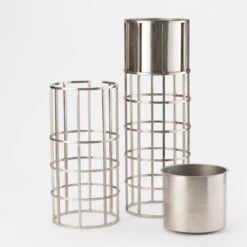 Ringed Planter-Nickel-Sm -France and So Furniture 55699