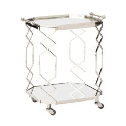 Octagonal Fret Serving Trolley And Tray-Polished Nickel 7 Octagonal Fret Serving Trolley And Tray-Polished Nickel -France and So Furniture 55874