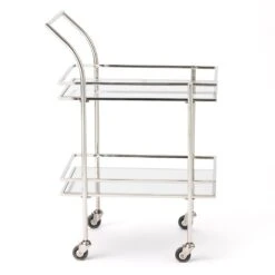 Rectangular Bar Cart W/Mirror-Nickel