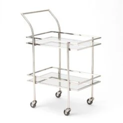 Rectangular Bar Cart W/Mirror-Nickel -France and So Furniture 55879