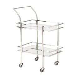 Rectangular Bar Cart W/Mirror-Nickel -France and So Furniture 55884