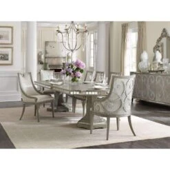 Tranquil Rectangle Dining Table W/2-20In Leaves - Grey Silver - Mirror Wood - Rectangle -France and So Furniture 5603 75200 LTBR 3