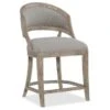 Louvre Garnier Barrel Back Counter Stool - Grey - Wood