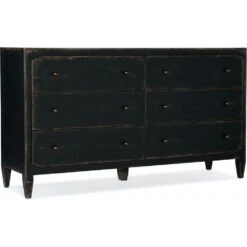 Florence Six-Drawer Dresser- Black - Black - Wood