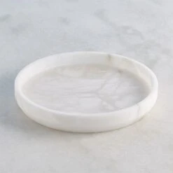 Alabaster Tapered Round Tray-White