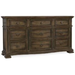 Brunswick Nine-Drawer Dresser - Brown - Wood