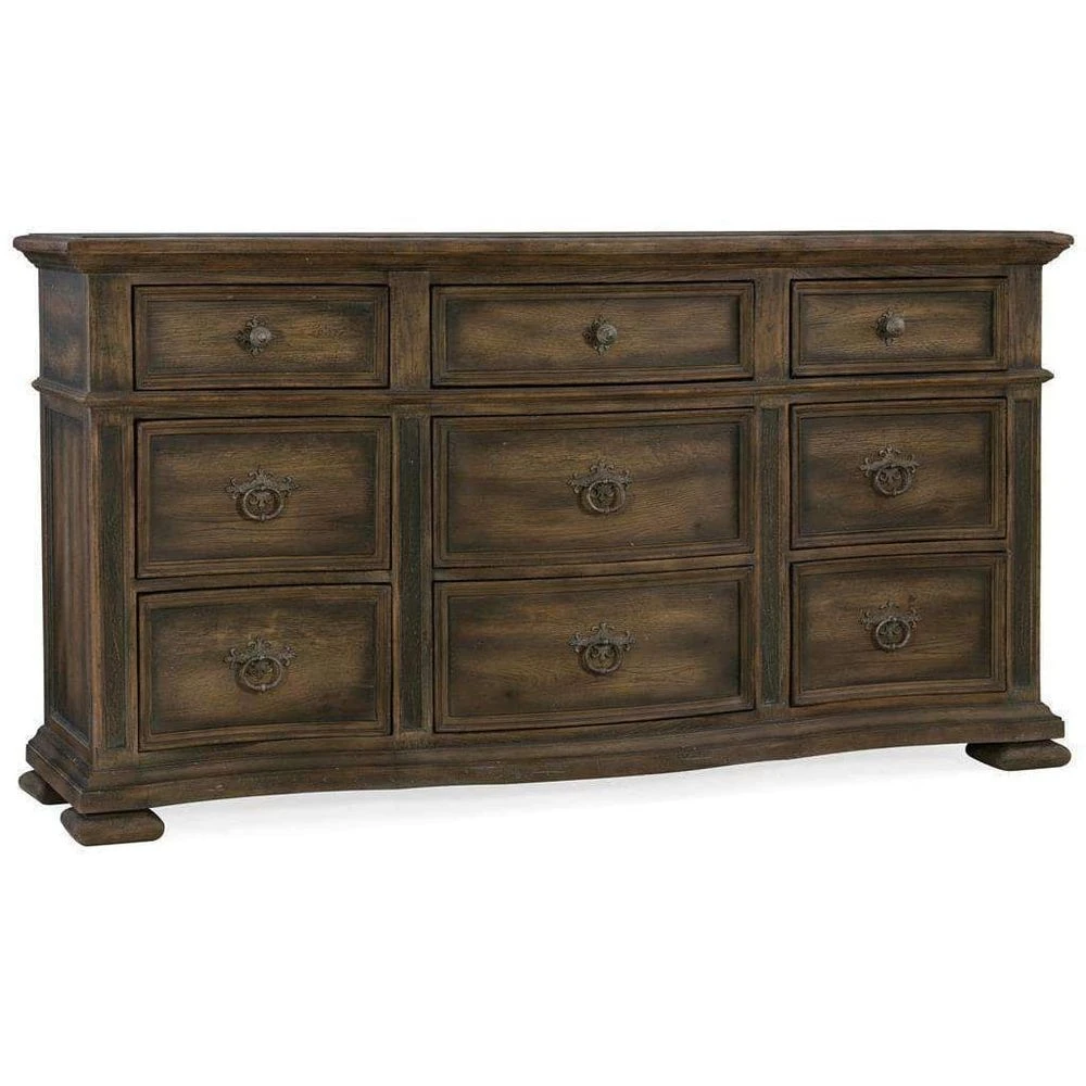Brunswick Nine-Drawer Dresser - Brown - Wood 1 Brunswick Nine-Drawer Dresser - Brown - Wood