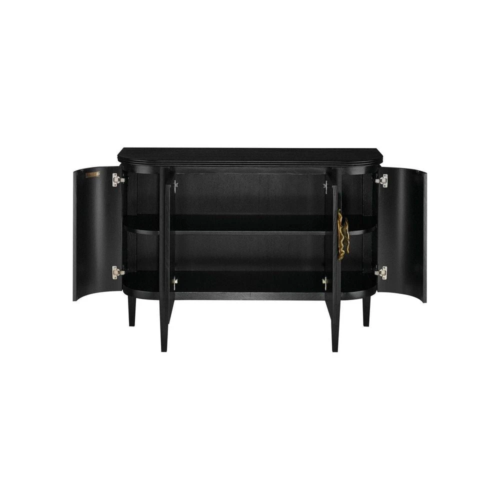 Briallen Black Demi-Lune Cabinet - Caviar Black 4 Briallen Black Demi-Lune Cabinet - Caviar Black - Image 4