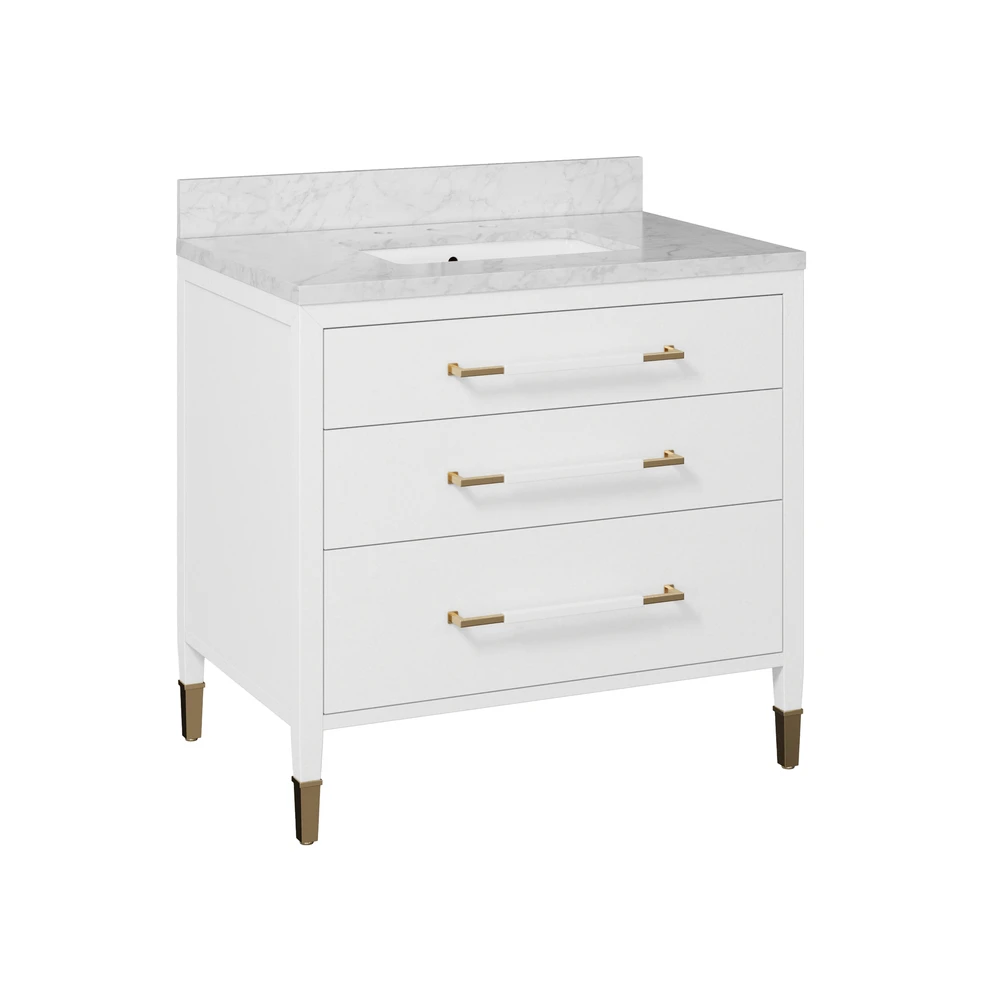 Verona 36" White Vanity With Rectangular Undermount Sink 3 Verona 36" White Vanity With Rectangular Undermount Sink - Image 3