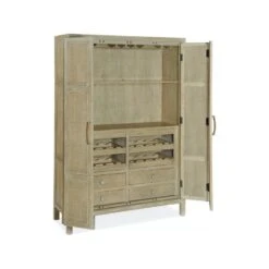 Oceanview Bar Cabinet - Beige Natural Off White - Fiberglass Glass Rattan Wood -France and So Furniture 6015 75160 80 open silo3