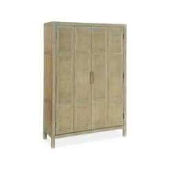 Oceanview Bar Cabinet - Beige Natural Off White - Fiberglass Glass Rattan Wood