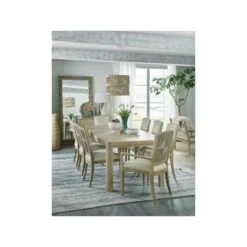 Oceanview Rectangle Parsons Dining Table W/1-18In Leaf - Beige Brown Natural Off White - Wood - Parsons -France and So Furniture 6015 75207 401 411 50004 80 room