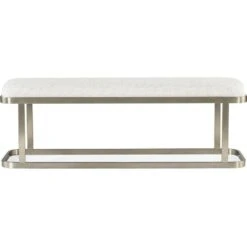 Bluff River Branch Upholstered Bench - Beige Off White White - Fabric Metal