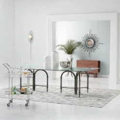 Rectangular Bar Cart W/Mirror-Nickel -France and So Furniture 61592