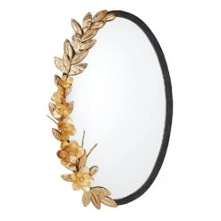 Magnolia Branch Mirror-Antique Brass/Gold