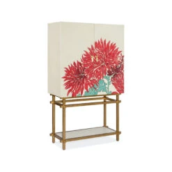 Ainsley Bar Cabinet - Off White Red - Glass Metal Mirror Wood -France and So Furniture 628 50027 65 silo