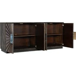 Mosaic Credenza - Honeycomb Pattern - Black Brass Bonze Brown -France and So Furniture 638 85538 99 open silo