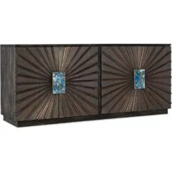 Mosaic Credenza - Honeycomb Pattern - Black Brass Bonze Brown