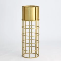 Ringed Planter-Brass-Sm -France and So Furniture 64267