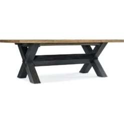 Montana Trestle Dining Table With Leaves - Black Natural - Wood - Rectangle