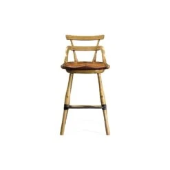 Oak Bar Stool With Studded Leather Seat -France and So Furniture 6901217e4199ae411012edb68ea9355fd68f7ae2 full