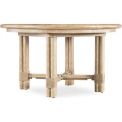 Retreat Pole Rattan Round Dining Table With 1-20in Leaf - Light Wood