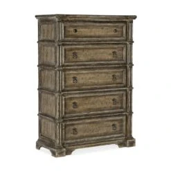Montgomery Ross Prairie Five Drawer Chest - Black Brown Grey Natural - Metal Wood