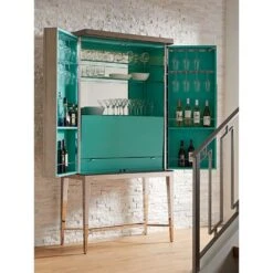 Lexington Cheval Bar Cabinet - Platinum -France and So Furniture 732 961C WS Open 02
