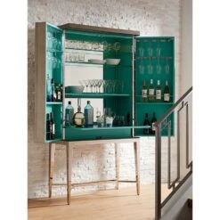 Lexington Cheval Bar Cabinet - Platinum -France and So Furniture 732 961C WS Open 03