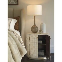 Lexington Albion Stone Oval Nightstand -France and So Furniture 743 624 WS open