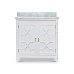 Grosvenor Single Vanity In True White W/ Sink & Marble Top
