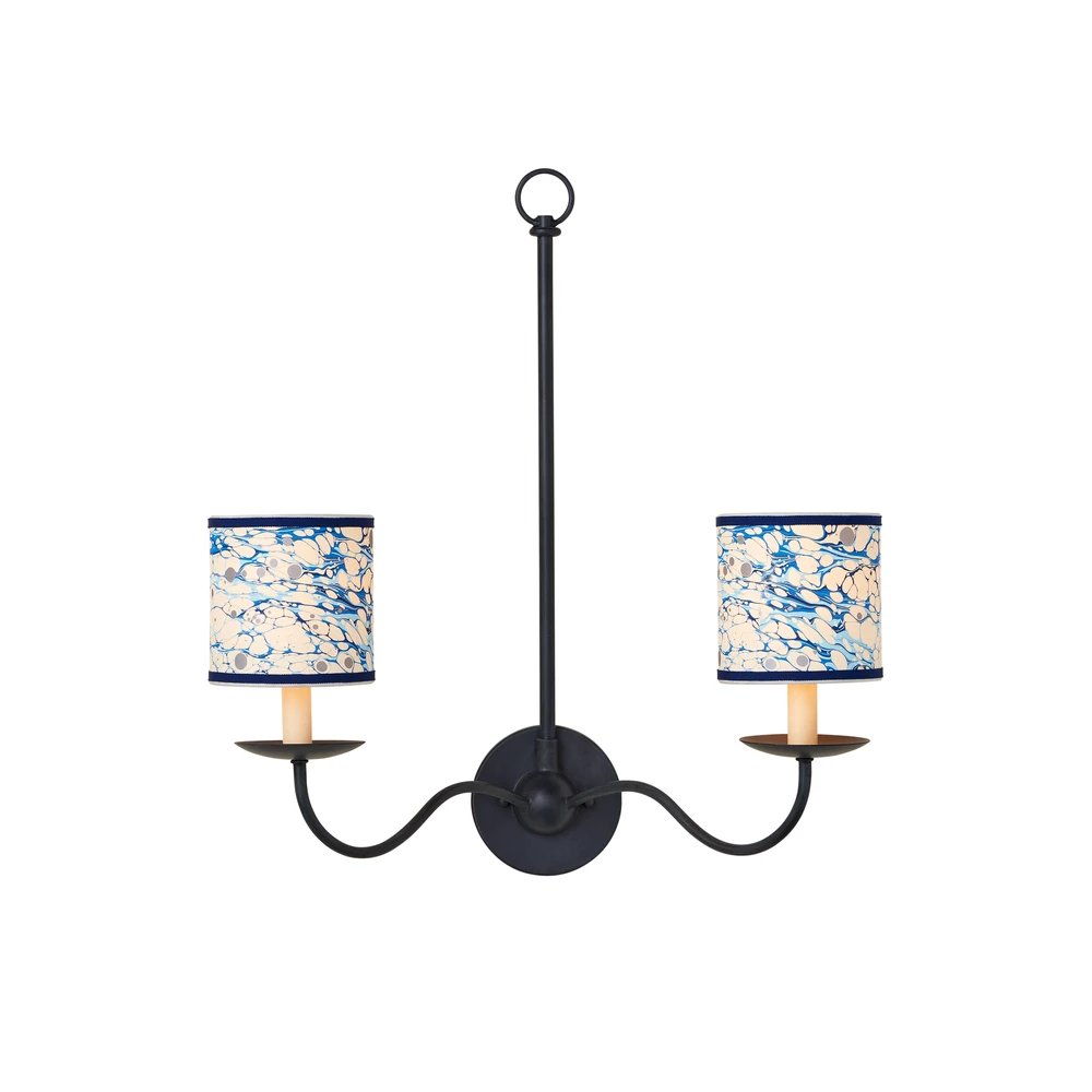 Marble Blue Lace Paper Drum Chandelier Shade 3 Marble Blue Lace Paper Drum Chandelier Shade - Image 3