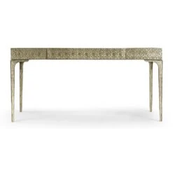 Cnoidal Cane Carved Metal Desk