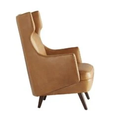 Rossi Wing Chair Cognac Leather Dark Walnut -France and So Furniture 8091.d2