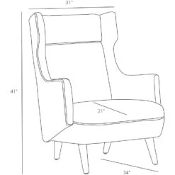 Rossi Wing Chair Cognac Leather Dark Walnut -France and So Furniture 8091.l1