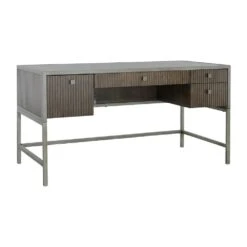 West Camden Writing Desk - Tahitian Pearl - Metal, Walnut Solids