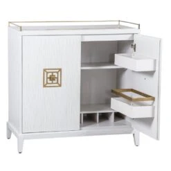 East Camden Bar Cabinet - Pearl - Poplar Solids -France and So Furniture 8098 48 AngleOpen2