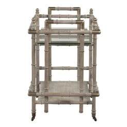 Temperate Grove Bar Cart - Sanibel - White Oak Solids & Veener. Raffia Accents -France and So Furniture 8102 48 side fdbe3930a3fe84daed34b9d08793aabd4ac3dfe8