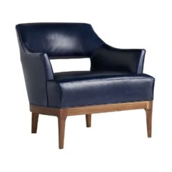 Siena Chair Indigo Leather Dark Walnut -France and So Furniture 8152